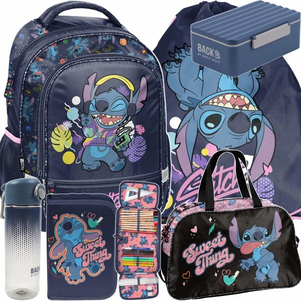 STITCH ZESTAW 6 elem. PLECAK DO SZKOŁY STICH DZIEWCZĘCY DO KLAS 1-4 PASO