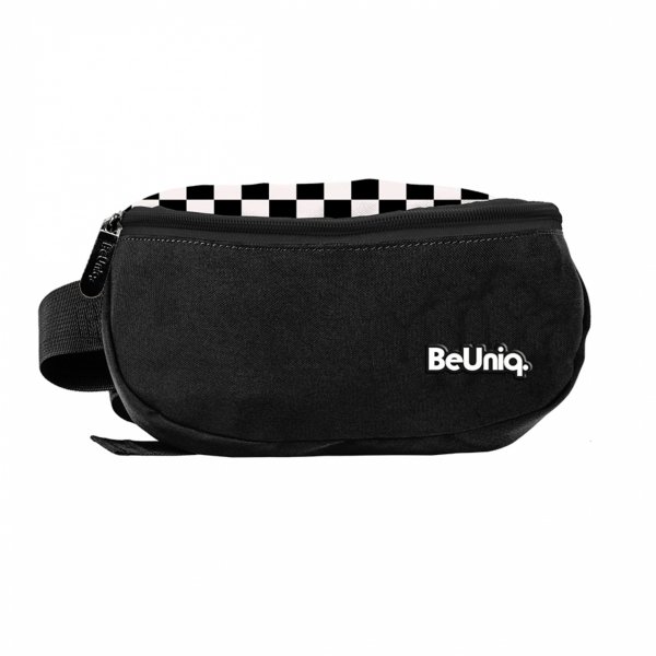 SASZETKA NERKA TORBA na PAS MŁODZIEŻOWA CZARNA BEUNIQ SZACHOWNICA KRATA