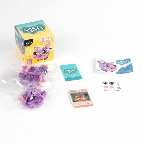 SNAPETS KLOCKI KONSTRUKCYJNE FIOLETOWY KOT DLA DZIECKA KIDEA DERFORM