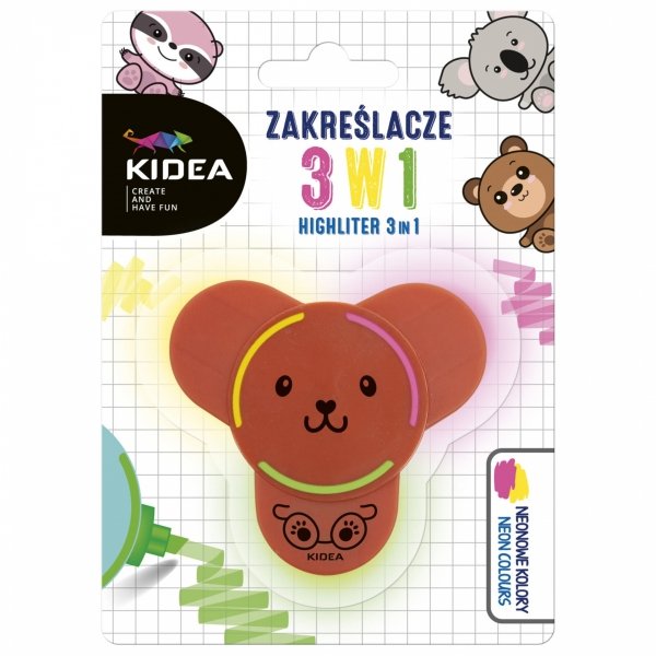 Kidea Neonowe Zakreślacze z Figurką 3w1 Mazaki [ZF3W1KA]