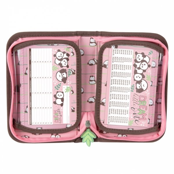 TORNISTER z PANDĄ SZKOLNY ZESTAW 5el DLA DZIEWCZYNY Z MISIEM DO 1 KLASY