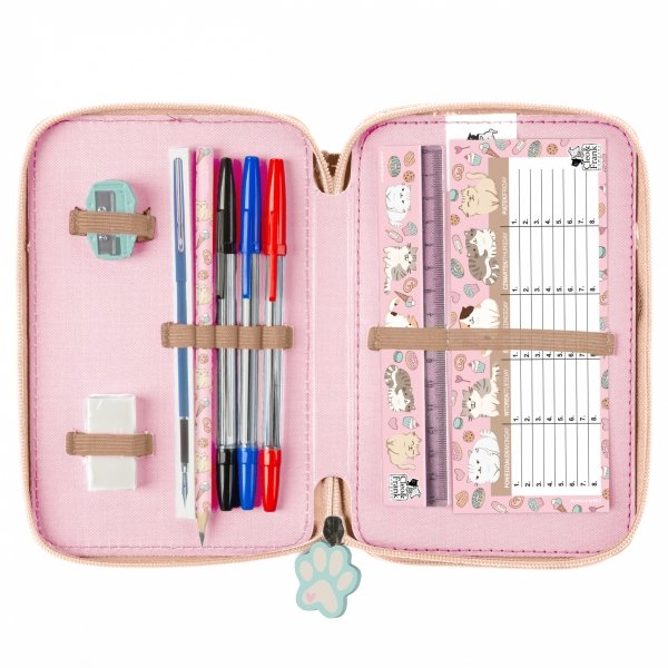 KOTEK PIÓRNIK SZKOLNY 3-KOMOROWY Z WYPOSAŻENIEM CATS DLA DZIEWCZYNEK