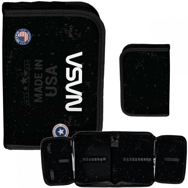 Nasa Czarny Piórnik Szkolny do 1 klasy Podstawówki Paso [PP23SA-P001BW]