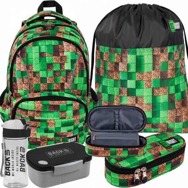 PIKSELE ZESTAW 5w1 PLECAK ST.RIGHT GAMING SZKOLNY MŁODZIEŻOWY GRY