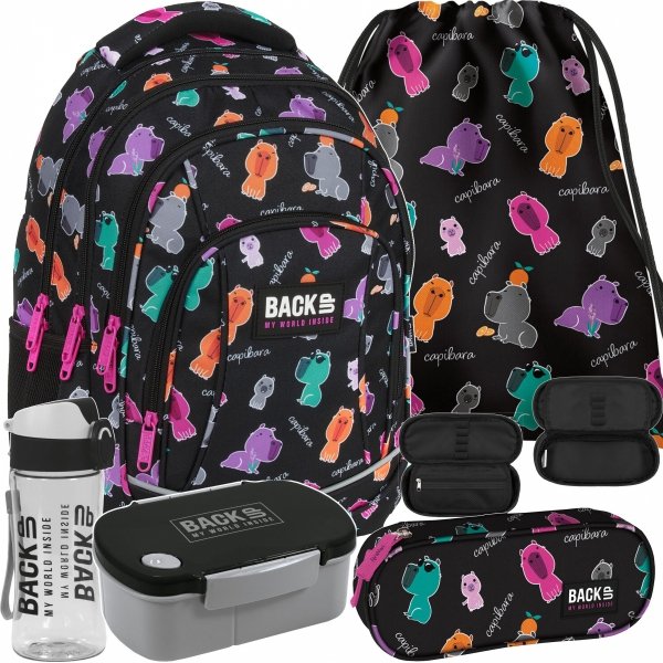 BACKUP MODOWY ZESTAW 5w1 PLECAK MŁODZIEŻOWY SZKOLNY DERFORM 