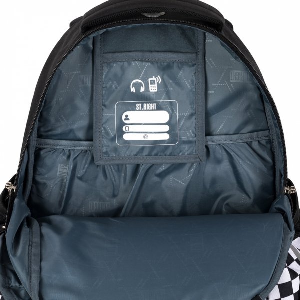 ST.RIGHT PLECAK SZKOLNY MŁODZIEŻOWY SZACHOWNICA K-POP CHAIN DUŻY ZESTAW 5el