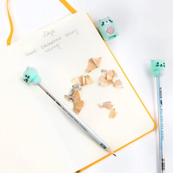 TEMPERÓWKA i 2x OŁÓWEK ZESTAW 3w1 KOTKI DLA DZIECI KIDEA z KOTY DO SZKOŁY