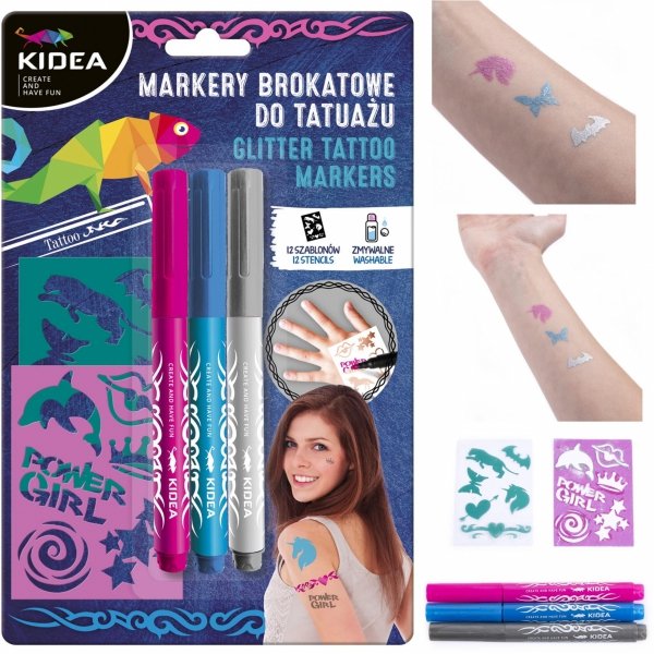 Markery do Tatuażu Brokatowe z Szablonami Kidea [MTSKA]