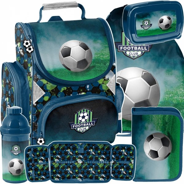 KOMPLET 5w1 PIŁKARSKI TORNISTER SZKOLNY PIŁKA NOŻNA DLA CHŁOPAKA PASO