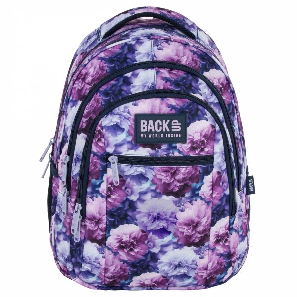 PLECAK MŁODZIEŻOWY BACKUP DLA DZIEWCZYNY SZKOLNY KWIATY KOMPLET 5w1 VIOLET