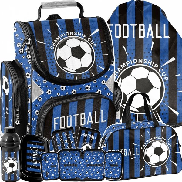 TORNISTER ZESTAW 6w1 PIŁKARSKI SZKOLNY DLA CHŁOPAKA DO 1 KLASY PIŁKA NOŻNA