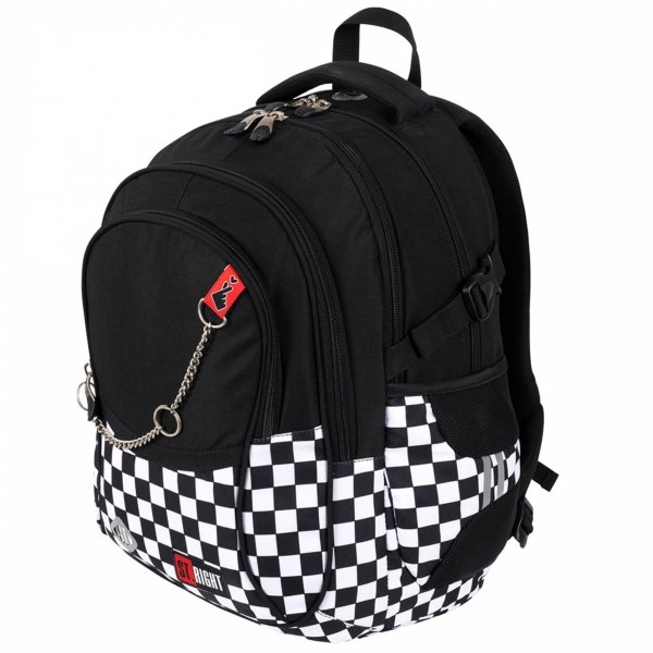 ST.RIGHT PLECAK SZKOLNY MŁODZIEŻOWY SZACHOWNICA K-POP CHAIN DUŻY ZESTAW 5el