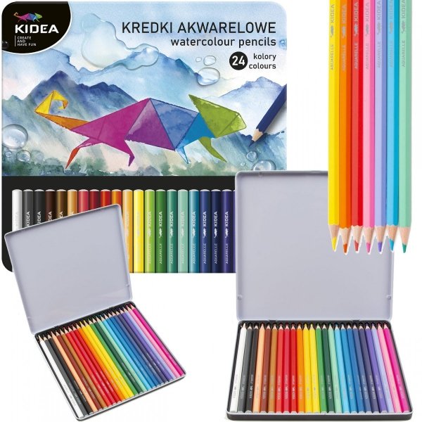 Kredki Akwarelowe w Metalowym Pudełku 24 Kol Kidea [KAMP24KA]
