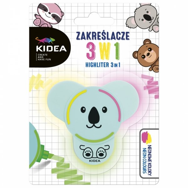 Zakreślacze z Figurką 3w1 Neonowe Kidea Flamastry kidea [ZF3W1KA]
