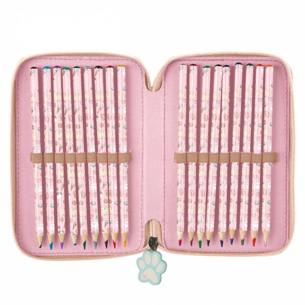 KOTEK PIÓRNIK SZKOLNY 3-KOMOROWY Z WYPOSAŻENIEM CATS DLA DZIEWCZYNEK