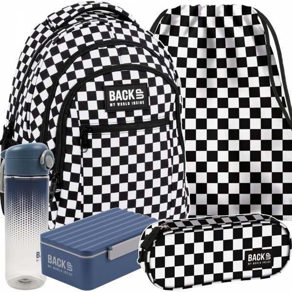 SZACHOWNICA PLECAK KOMPLET 5 ele MŁODZIEŻOWY BACKUP SZKOLNY KRATKA