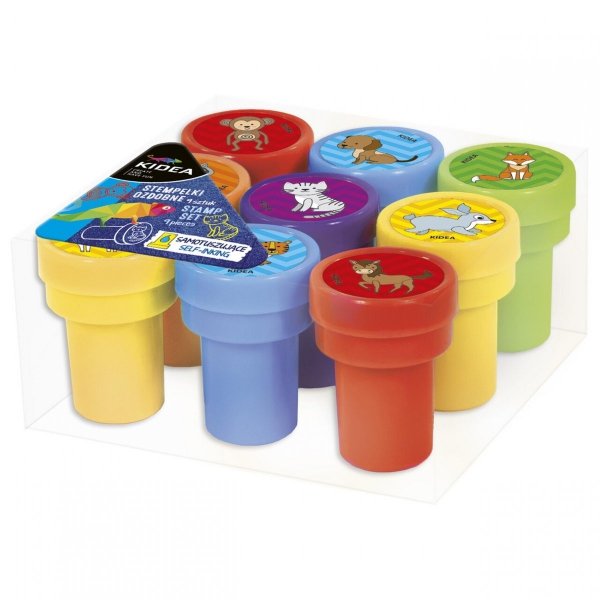 STEMPELKI OZDOBNE KOLOROWE DLA DZIECI 9 szt KIDEA [SOC9KA]