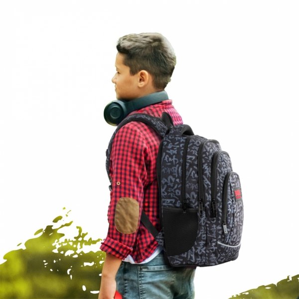 BACKUP CHŁOPIĘCY PLECAK SZKOLNY MŁODZIEŻOWY ZESTAW 4 ele ANTYCZNY NAPISY