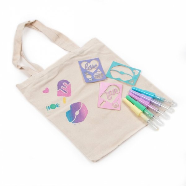 Markery do Tkanin 5 kolorów w Sprayu z Szablonami SWEET LOVE Kidea Flamastry Pisaki [MTSSSW5KA]