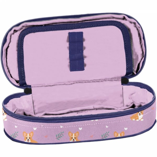 PIÓRNIK Z PIESKIEM SZKOLNY DLA DZIEWCZYNY OTWIERANY Z KLAPKĄ PIESEK DOG PASO