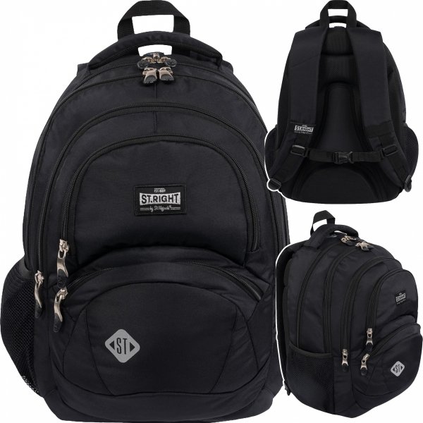 Czarny St.Right Plecak Szkolny Majewski Młodzieżowy [BP5]