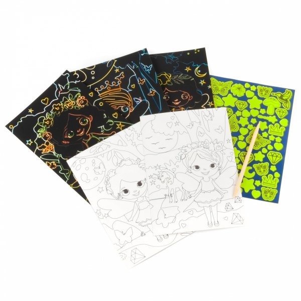 ŚWIECĄCA W CIEMNOŚCI WYDRAPYWANKA Z KOLOROWANKĄ MAGIC KIDEA KSIĘŻNICZKI