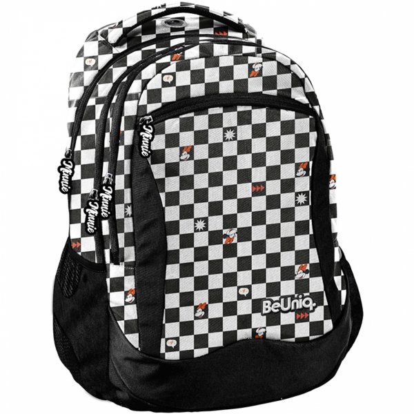SZACHOWNICA PLECAK MŁODZIEŻOWY SZKOLNY CZARNY BeUniq 4 KOMOROWY ZESTAW 5w1
