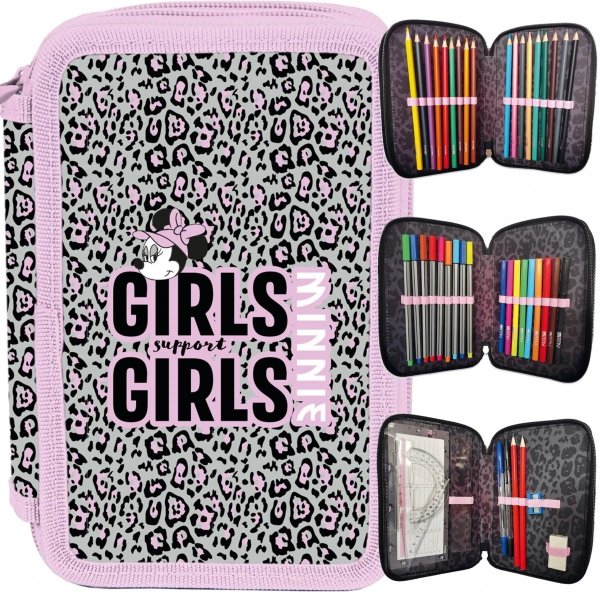 Myszka Minnie Piórnik 3 Komorowy z Wyposażeniem Szkolny dla Dziewczynki [DM22AA-023]