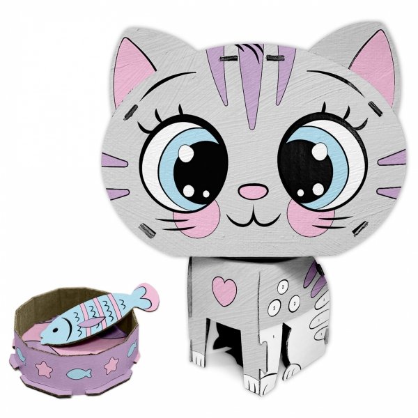 Kotek Figurka 3D Malowanie po Numerach Kidea komplet [F3DMNKKA]