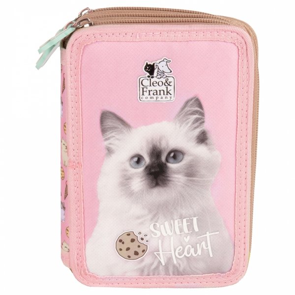 KOTEK PIÓRNIK SZKOLNY 3-KOMOROWY Z WYPOSAŻENIEM CATS DLA DZIEWCZYNEK