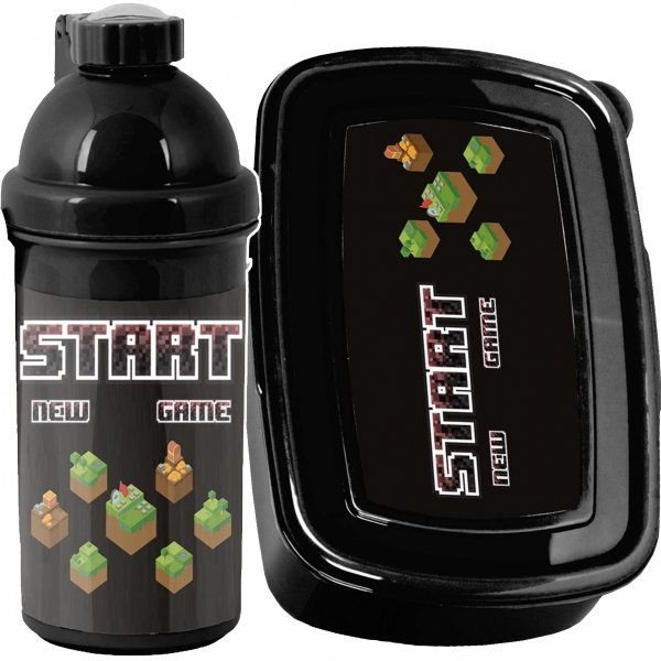 MINECRAFT ZESTAW 2w1 BIDON ŚNIADANIÓWKA DLA CHŁOPAKÓW GAMER GAMING GRA GRY