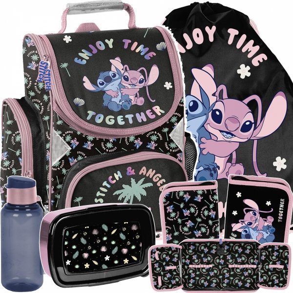 STITCH TORNISTER DO 1 KLASY DLA DZIEWCZYNEK ZESTAW 5w1 STICH i LILO PASO