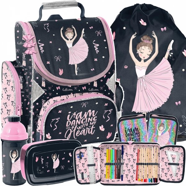 TORNISTER SZKOLNY BALERINA DO 1 KLASY BALETNICA DLA DZIEWCZYNEK ZESTAW 5w1