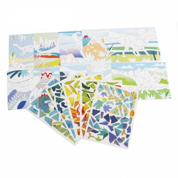 KREATYWNA WYKLEJANKA PO NUMERACH DINOZAURY ZESTAW KIDEA KOLOROWANKA