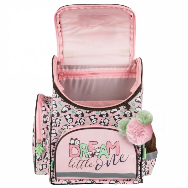TORNISTER z PANDĄ SZKOLNY ZESTAW 3el DLA DZIEWCZYNY Z MISIEM DO 1 KLASY