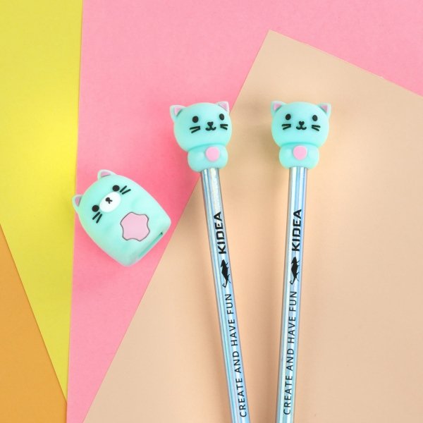 TEMPERÓWKA i 2x OŁÓWEK ZESTAW 3w1 KOTKI DLA DZIECI KIDEA z KOTY DO SZKOŁY