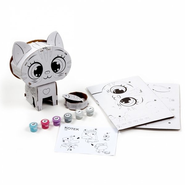 Kotek Figurka 3D Malowanie po Numerach Kidea komplet [F3DMNKKA]