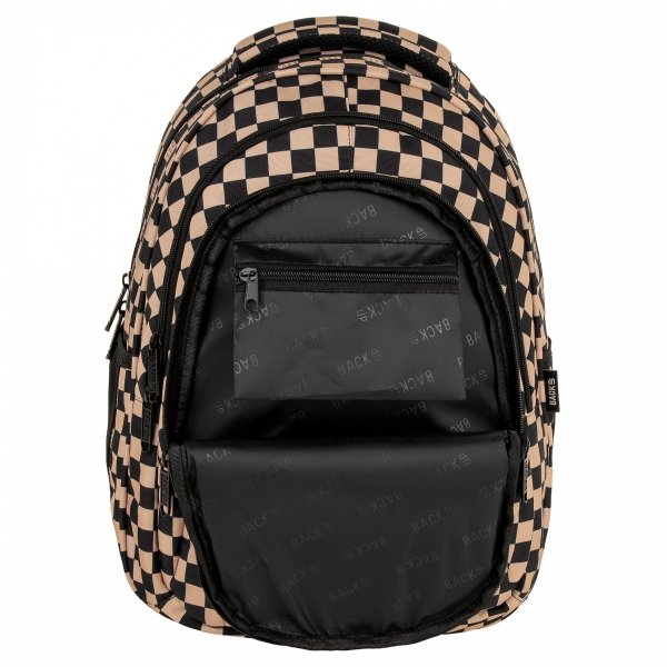 MŁODZIEŻOWY SZKOLNY PLECAK BACKUP KOMPLET 5 elem. SZACHOWNICA BEŻOWA KRATA