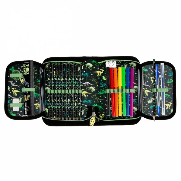 PLECAK DINOZAURY SZKOLNY DO 1 KLASY KOMPLET 5w1 TORNISTER TYRANOZAUR T-REX