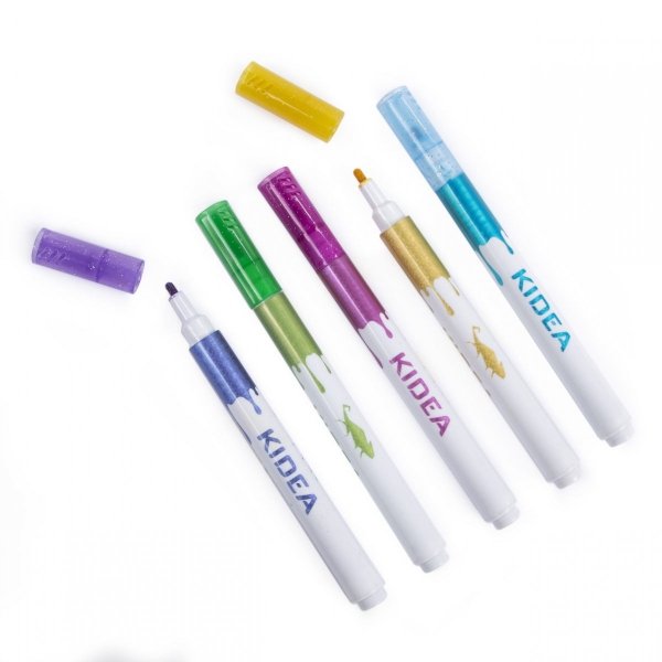 Markery Brokatowe Flamastry 5 Kolorów Mazaki Kidea [MBA5KKA]