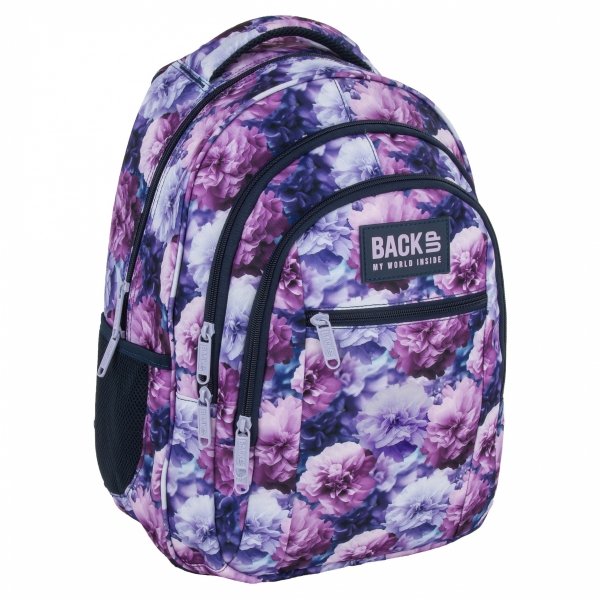 PLECAK MŁODZIEŻOWY BACKUP DLA DZIEWCZYNY SZKOLNY KWIATY KOMPLET 3w1 VIOLET