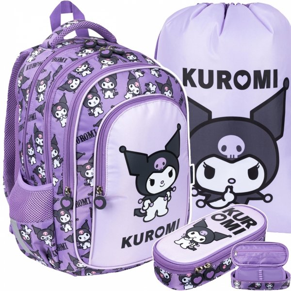 KUROMI VIOLET PLECAK KOMPLET 3w1 MAJEWSKI DLA DZIEWCZYNY 4-komorowy