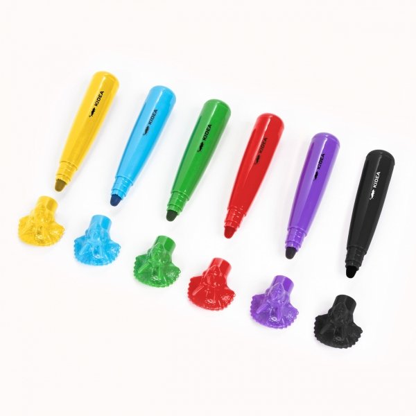 PISAKI FLAMASTRY JUMBO Z FIGURKĄ DINOZAURY 6 KOLORÓW KIDEA SZKOLNE MAZAKI