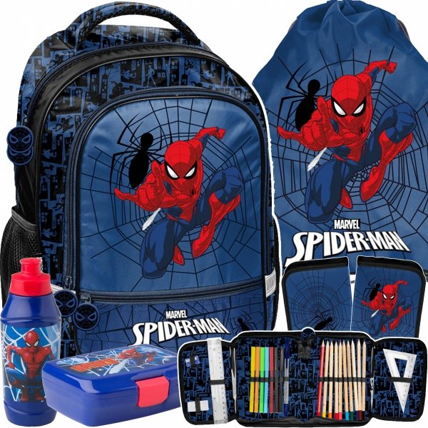PLECAK SPIDER-MAN SZKOLNY DO 1 KLASY DLA CHŁOPAKA DO PODSTAWÓWKI ZESTAW 3el