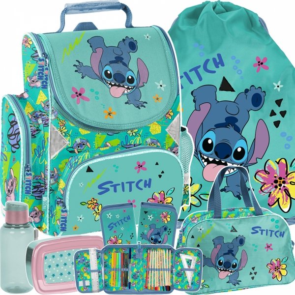 STITCH TORNISTER DO PODSTAWÓWKI DLA DZIEWCZYNEK ZESTAW 6 ele. LILO i STICH