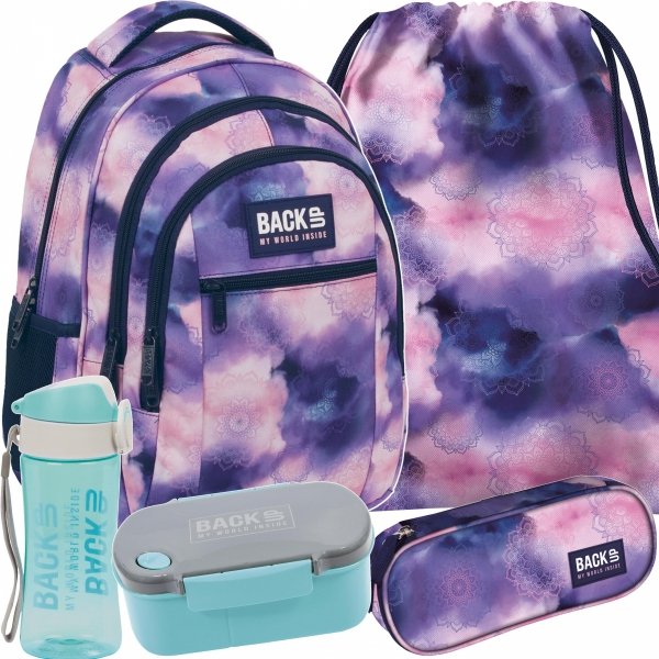 PLECAK MŁODZIEŻOWY BACKUP ZESTAW 5ele. DZIEWCZĘCY MANDALE SZKOLNY PLECAKI