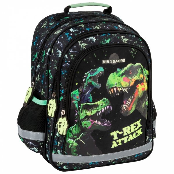 PLECAK DINOZAURY SZKOLNY DO 1 KLASY PODSTAWÓWKI TORNISTER TYRANOZAUR T-REX
