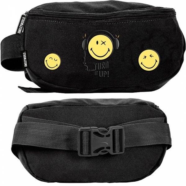 EMOTIKONY SASZETKA SMILEY NERKA TORBA na PAS MŁODZIEŻOWA CZARNA BEUNIQ