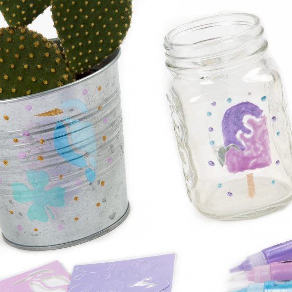 Markery Akrylowe Metaliczne 10 kolorów z Szablonami [MAM10KSKA]