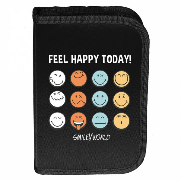 PIÓRNIK SMILEY Z WYPOSAŻENIEM BUŻKI SZKOLNY DLA UCZNIÓW EMOTIKONY EMOTKI